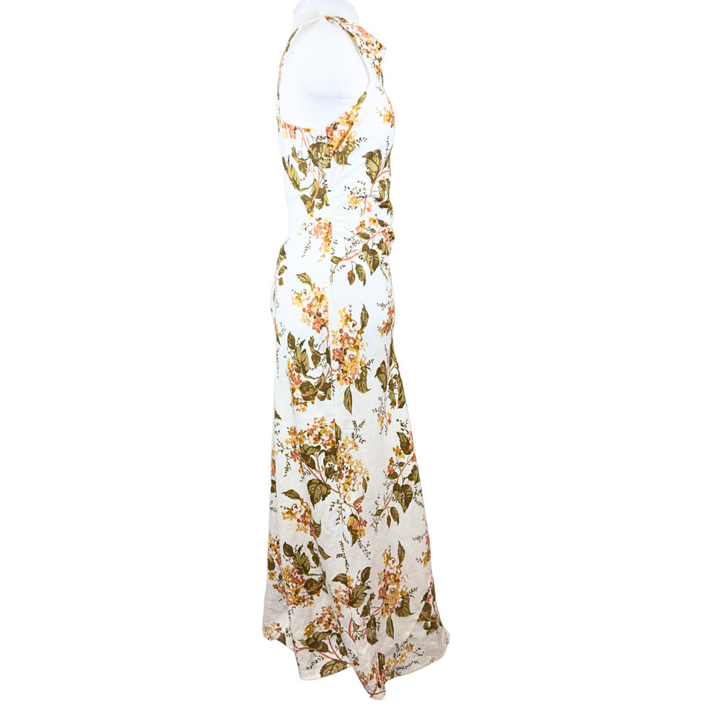 NWT Reformation Maxi Dress White Yellow Floral Cassette‎ Cross Back Draped 10 - Picture 7 of 10